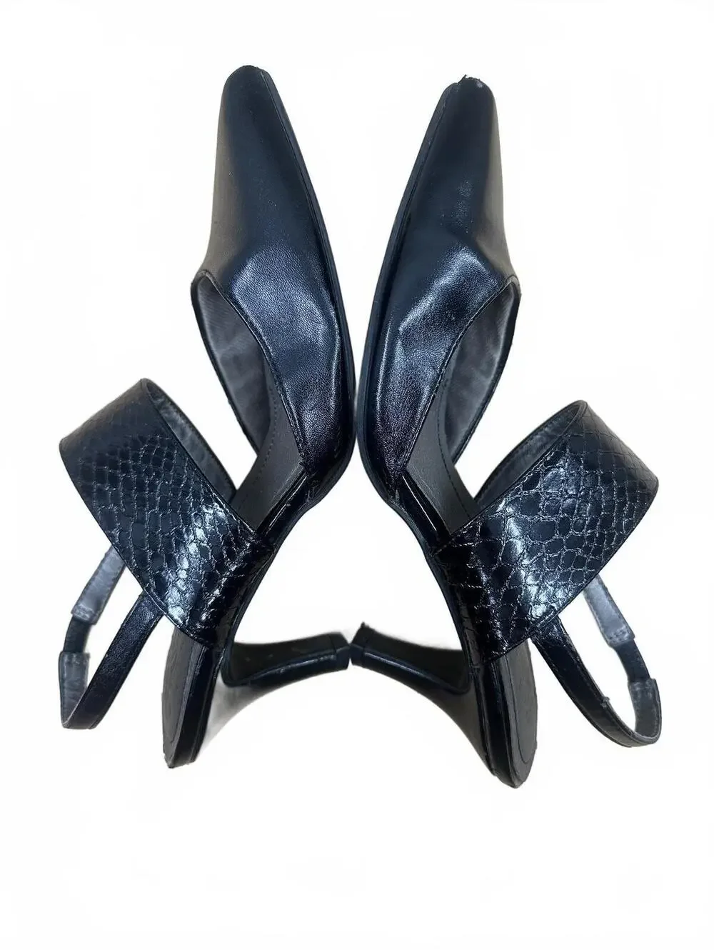 LifeStride Black Kitten Heel Slingback Pumps Pointed Toe